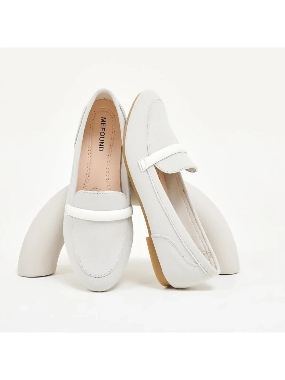 Women's White Faux Leather Slip on Shoes Runs Small Ballet Flats Comfortable